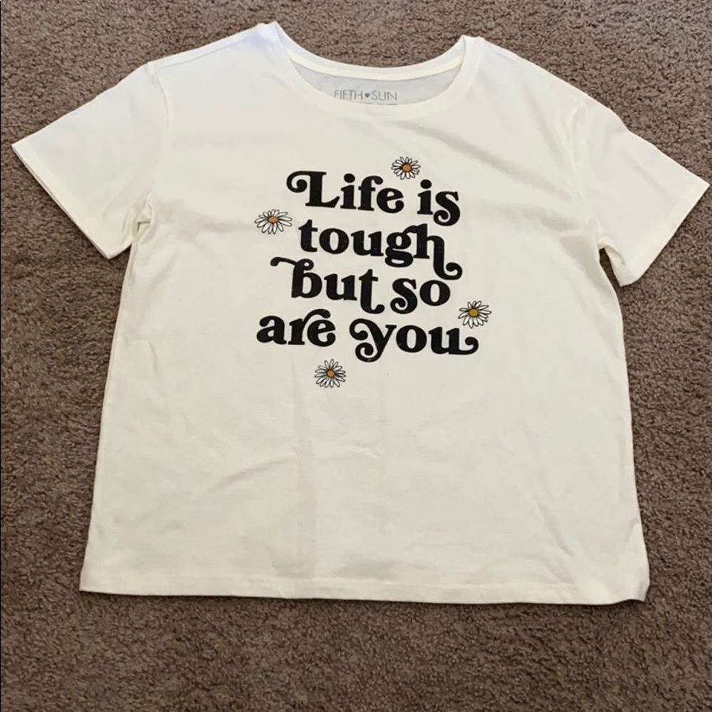 cream colored graphic t-shirt